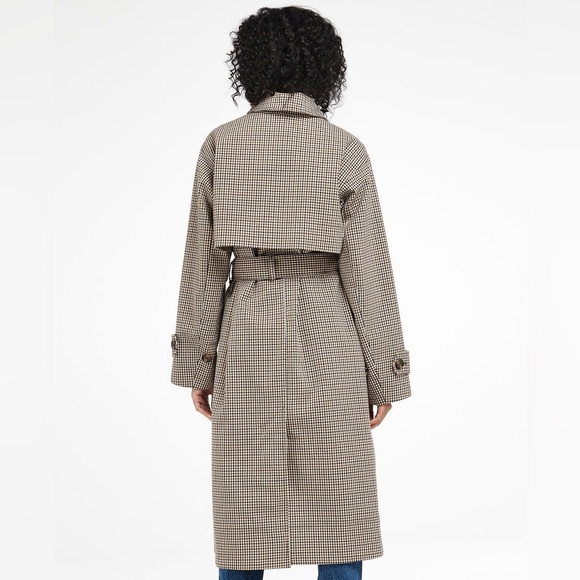 BARBOUR Somerland Belted Checked Cotton-blend Trench Coat Size 10 New - Picture 3 of 16